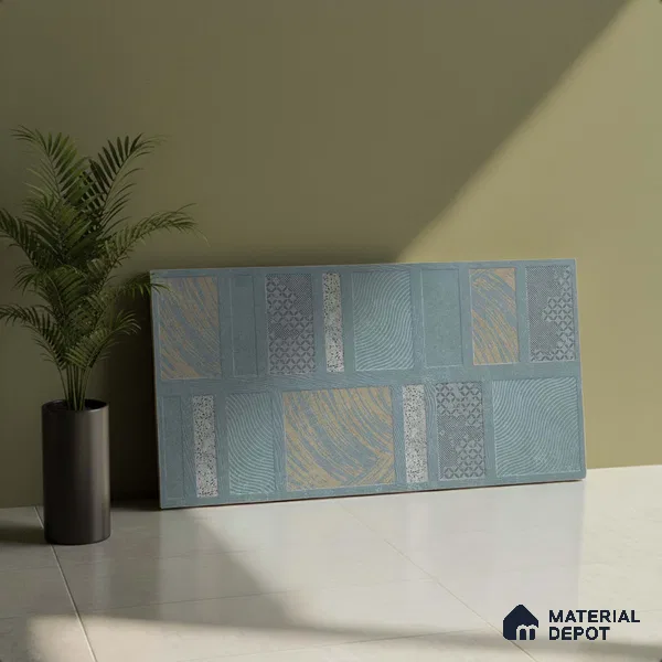 TL 01202 A Quanto Aqua HL 1 600x300 mm Ceramic Bathroom Wall Tile - 8 mm (Sample)