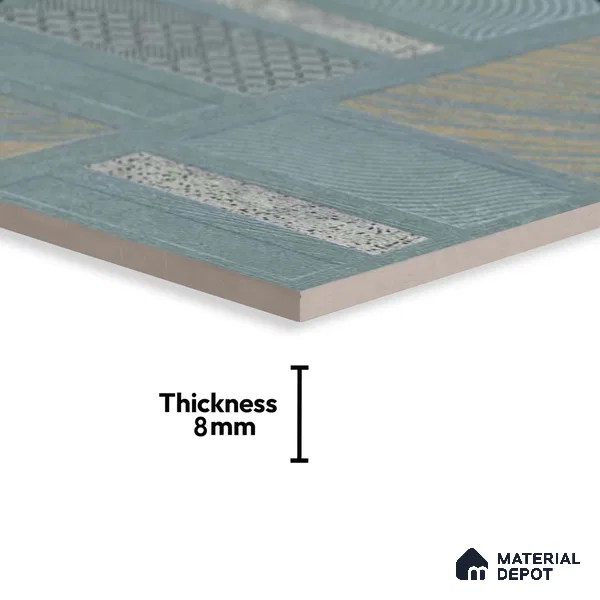 TL 01202 A Quanto Aqua HL 1 600x300 mm Ceramic Bathroom Wall Tile - 8 mm (Sample)