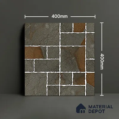 Parking Floor Tile TL 07563 Quiet Alloy | 16 x 16 inch | Anti Skid Matte Finish Heavy Duty Vitrified Tile - 12 mm | Suitable For High Traffic Areas, Terrace, Balcony | Pattern Alignment May Vary | 2-3 mm Spacer is Mandatory