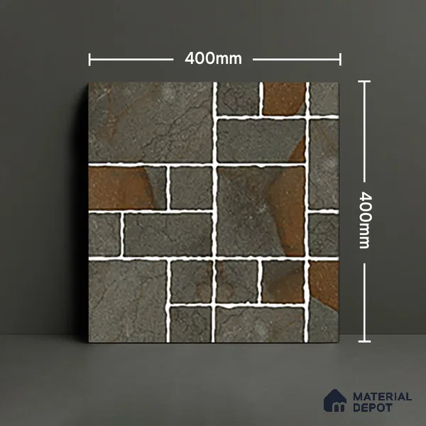 Parking Floor Tile TL 07563 Quiet Alloy | 16 x 16 inch | Anti Skid Matte Finish Heavy Duty Vitrified Tile - 12 mm | Suitable For High Traffic Areas, Terrace, Balcony | Pattern Alignment May Vary | 2-3 mm Spacer is Mandatory