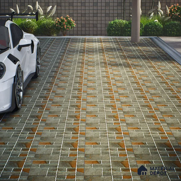 Parking Floor Tile TL 07563 Quiet Alloy | 16 x 16 inch | Anti Skid Matte Finish Heavy Duty Vitrified Tile - 12 mm | Suitable For High Traffic Areas, Terrace, Balcony | Pattern Alignment May Vary | 2-3 mm Spacer is Mandatory