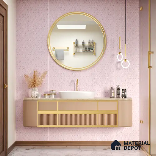 TL 00693 C Radiant Rosy Series Pattern 7 Pink Chrome Finish 4 ft x 2 ft Full Body Vitrified Tile - 9 mm