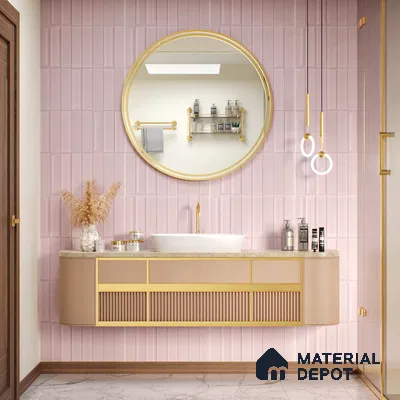 TL 00693 G Radiant Rosy Series Pattern 5 Pink Chrome Finish 4 ft x 2 ft Full Body Vitrified Tile - 9 mm (Sample)