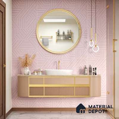 TL 00693 I Radiant Rosy Series Pattern 8 Pink Chrome Finish 4 ft x 2 ft Full Body Vitrified Tile - 9 mm (Sample)