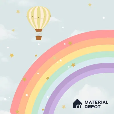 Rainbow & Hot Air Balloons Themes Children Room Wall Designs, Custom Wallpaper Sparkla N Shine Series Handmade Entertainment Design (Customised Size Wallpaper)