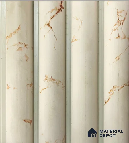 White Marble Louver 501-W-09 8 ft x 4.9 inch Charcoal Panel - 12 mm | Suitable for Feature Wall, TV Unit & Living Room | Width is Subjected to 5% Variation