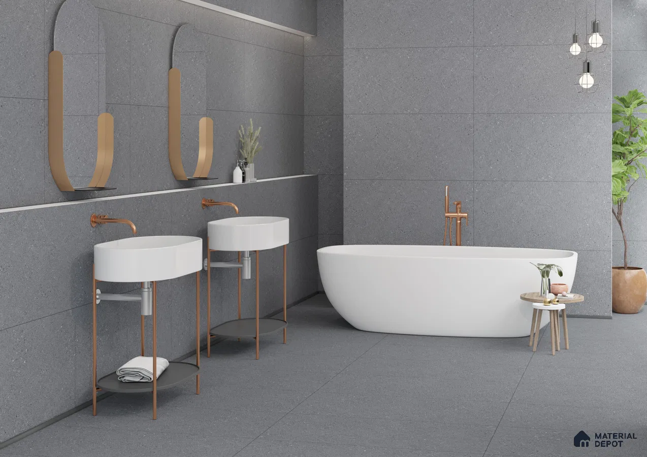 Industrial Chic Bathroom with Cement Finish | Material Depot