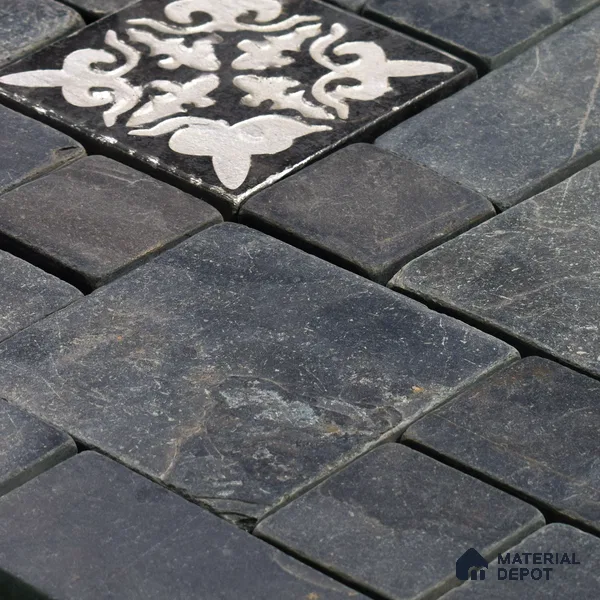 WL 00071 Raven Flakes 300 x 300 mm Natural Stone Wall Cladding | Stone is a Natural Product, Please Expect Variation in Shades