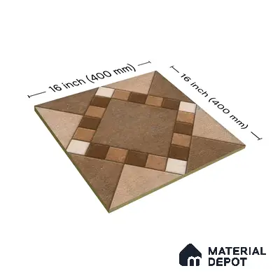 Budget Friendly Stone Look Value for Money Parking  Floor Tile 16 x 16 inch | TL 00589 | Vitrified Matte Finish Tile - 12 mm | Suitable For Parking, Outdoor, Balcony & Terrace | Pattern Alignment May Vary | 2-3 mm Spacer is Mandatory