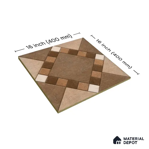 Budget Friendly Stone Look Value for Money Parking  Floor Tile 16 x 16 inch | TL 00589 | Vitrified Matte Finish Tile - 12 mm | Suitable For Parking, Outdoor, Balcony & Terrace | Pattern Alignment May Vary | 2-3 mm Spacer is Mandatory
