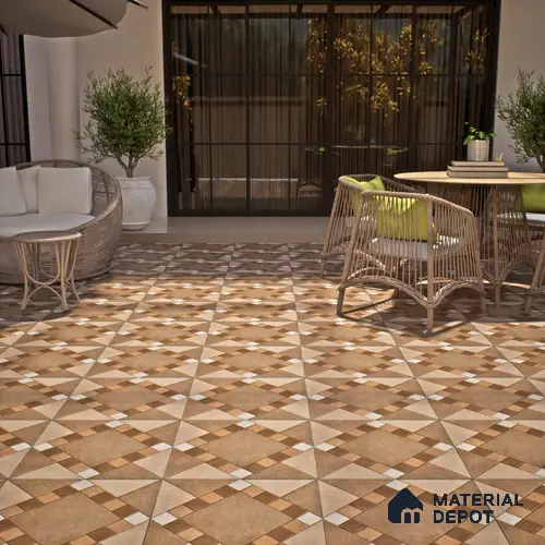 Budget Friendly Stone Look Value for Money Parking  Floor Tile 16 x 16 inch | TL 00589 | Vitrified Matte Finish Tile - 12 mm | Suitable For Parking, Outdoor, Balcony & Terrace | Pattern Alignment May Vary | 2-3 mm Spacer is Mandatory