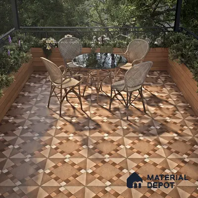 Budget Friendly Stone Look Value for Money Parking  Floor Tile 16 x 16 inch | TL 00589 | Vitrified Matte Finish Tile - 12 mm | Suitable For Parking, Outdoor, Balcony & Terrace | Pattern Alignment May Vary | 2-3 mm Spacer is Mandatory
