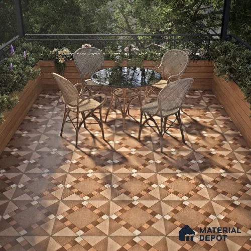 Budget Friendly Stone Look Value for Money Parking Floor Tile 16 x 16 inch | TL 00589 | Vitrified Matte Finish Tile - 12 mm | Suitable For Parking, Outdoor, Balcony & Terrace | Pattern Alignment May Vary | 2-3 mm Spacer is Mandatory