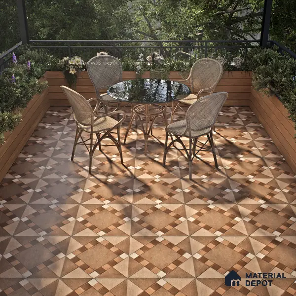 Budget Friendly Stone Look Value for Money Parking  Floor Tile 16 x 16 inch | TL 00589 | Vitrified Matte Finish Tile - 12 mm | Suitable For Parking, Outdoor, Balcony & Terrace | Pattern Alignment May Vary | 2-3 mm Spacer is Mandatory