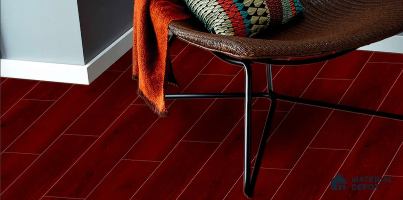 Wooden Floor Plank Tile TL 05370 Bosco Richmond Berry 4 ft x 8 inch Vitrified Carving Matte Finish - 9 mm | Suitable for Balcony, Courtyard, Patio (Sample)