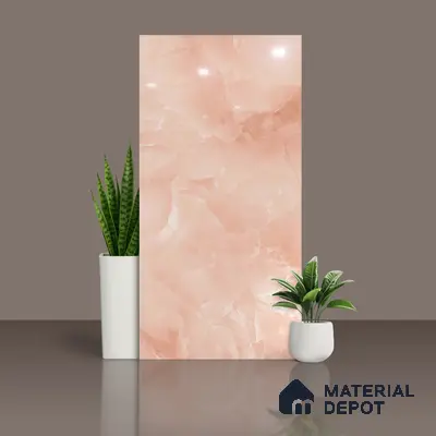 Marble Floor & Wall Tile TL 06393 Afyon Onyx Rose 4 ft x 2 ft High Gloss Finish Vitrified Tile - 9 mm | Suitable for Living Room, Bedroom & Bathroom