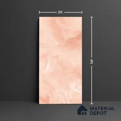 Marble Floor & Wall Tile TL 06393 Afyon Onyx Rose 4 ft x 2 ft High Gloss Finish Vitrified Tile - 9 mm | Suitable for Living Room, Bedroom & Bathroom