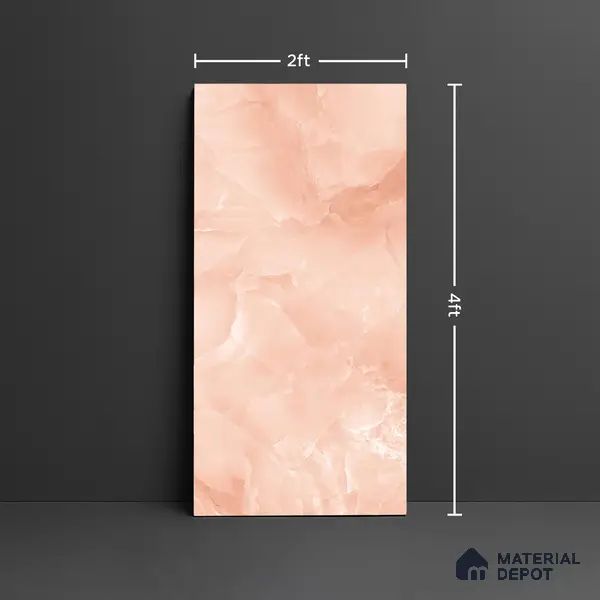 Marble Floor & Wall Tile TL 06393 Afyon Onyx Rose 4 ft x 2 ft High Gloss Finish Vitrified Tile - 9 mm | Suitable for Living Room, Bedroom & Bathroom