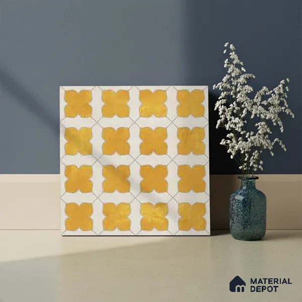 Moroccan Wall & Floor Tile TL 10032 B | CRV-80 | 1 ft x 1 ft Matte Finish Ceramic Tile - 10 mm | Suitable for Bathroom, Kitchen, Balcony | Please Expect a Slight Variation of Pattern