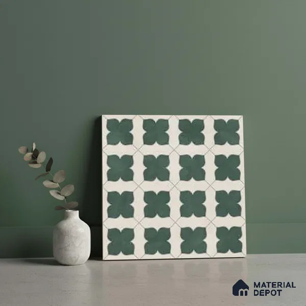 Moroccan Wall & Floor Tile TL 10032 C | CRV-81 | 1 ft x 1 ft Matte Finish Ceramic Tile - 10 mm | Suitable for Bathroom, Kitchen, Balcony | Please Expect a Slight Variation of Pattern