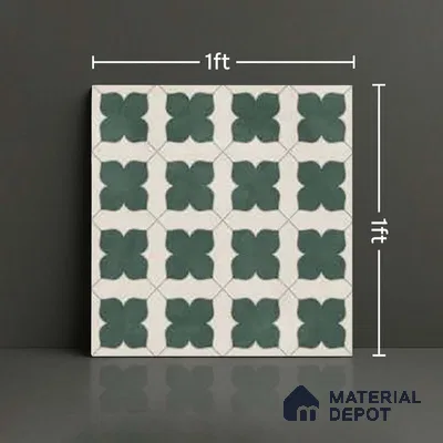 Moroccan Wall & Floor Tile TL 10032 C | CRV-81 | 1 ft x 1 ft Matte Finish Ceramic Tile - 10 mm | Suitable for Bathroom, Kitchen, Balcony | Please Expect a Slight Variation of Pattern