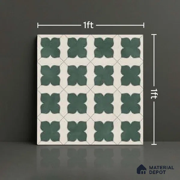 Moroccan Wall & Floor Tile TL 10032 C | CRV-81 | 1 ft x 1 ft Matte Finish Ceramic Tile - 10 mm | Suitable for Bathroom, Kitchen, Balcony | Please Expect a Slight Variation of Pattern