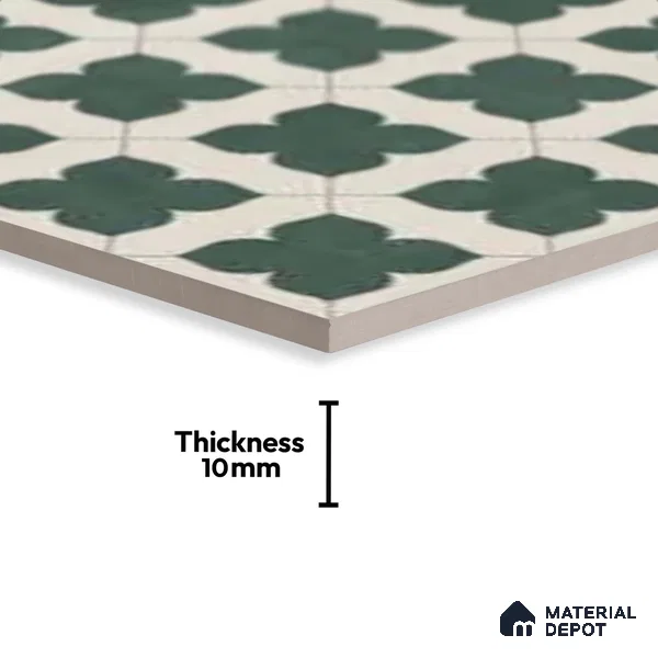 Moroccan Wall & Floor Tile TL 10032 C | CRV-81 | 1 ft x 1 ft Matte Finish Ceramic Tile - 10 mm | Suitable for Bathroom, Kitchen, Balcony | Please Expect a Slight Variation of Pattern