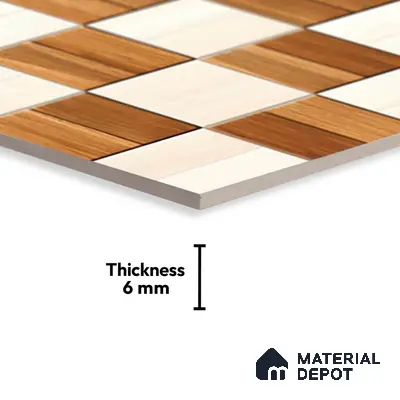 TL 01612 B Highlighter Brown & Cream 18 x 12 inch Glossy Finish Ceramic Wall Tile - 6 mm