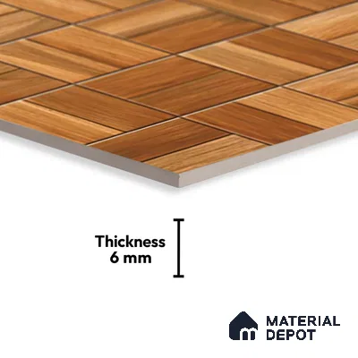 Wooden Wall Tile TL 01612 A Dark Brown 18 x 12 inch Glossy Finish Ceramic Tile - 6 mm