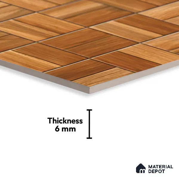 Wooden Wall Tile TL 01612 A Dark Brown 18 x 12 inch Glossy Finish Ceramic Tile - 6 mm