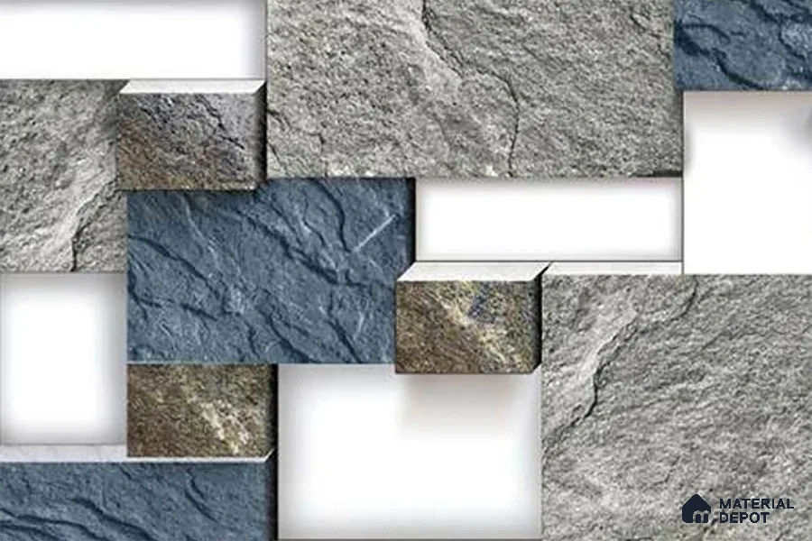 TL 01660 Grey & Blue 18 x 12 inch Glossy Finish Ceramic Wall Tile - 6 mm