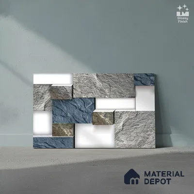 TL 01660 Grey & Blue 18 x 12 inch Glossy Finish Ceramic Wall Tile - 6 mm