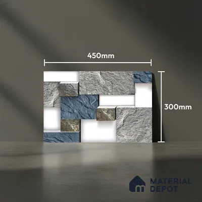 TL 01660 Grey & Blue 18 x 12 inch Glossy Finish Ceramic Wall Tile - 6 mm