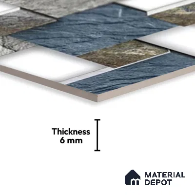 TL 01660 Grey & Blue 18 x 12 inch Glossy Finish Ceramic Wall Tile - 6 mm