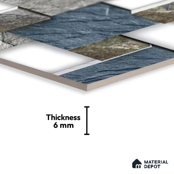 TL 01660 Grey & Blue 18 x 12 inch Glossy Finish Ceramic Wall Tile - 6 mm