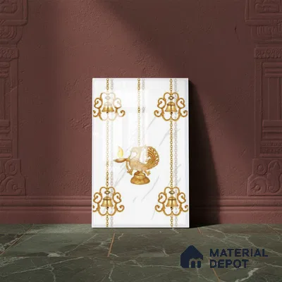 TL 01656 B Highlighter 2 Snow White & Gold 18 x 12 inch Glossy Finish Ceramic Wall Tile - 6 mm