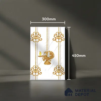 TL 01656 B Highlighter 2 Snow White & Gold 18 x 12 inch Glossy Finish Ceramic Wall Tile - 6 mm