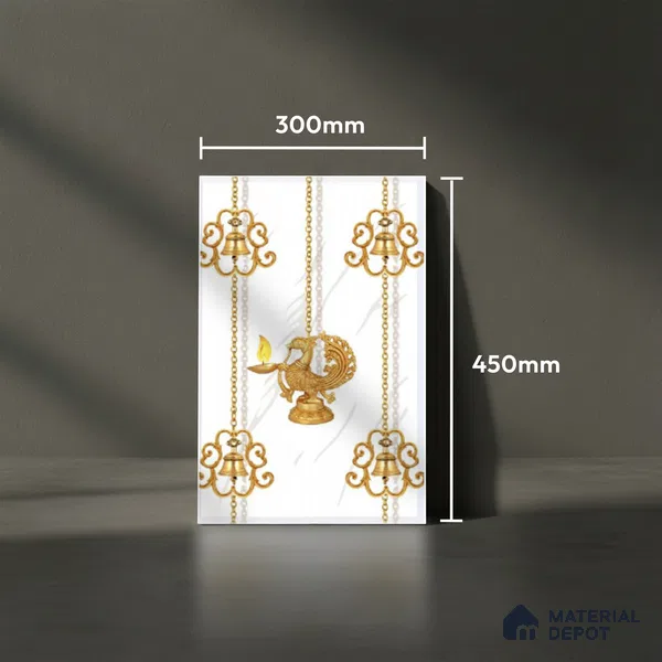 TL 01656 B Highlighter 2 Snow White & Gold 18 x 12 inch Glossy Finish Ceramic Wall Tile - 6 mm