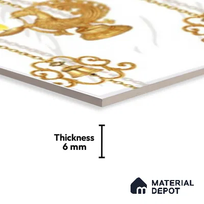 TL 01656 B Highlighter 2 Snow White & Gold 18 x 12 inch Glossy Finish Ceramic Wall Tile - 6 mm