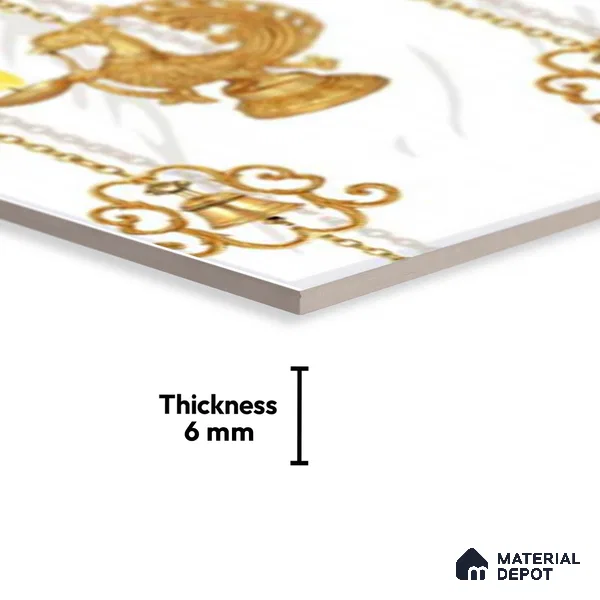 TL 01656 B Highlighter 2 Snow White & Gold 18 x 12 inch Glossy Finish Ceramic Wall Tile - 6 mm