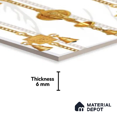 TL 01656 A Highlighter 1 Cotton White & Gold 18 x 12 inch Glossy Finish Ceramic Wall Tile - 6 mm