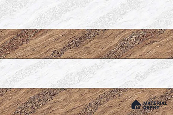TL 01634 B Highlighter 2 Polar White & Brown 18 x 12 inch Glossy Finish Ceramic Wall Tile - 6 mm