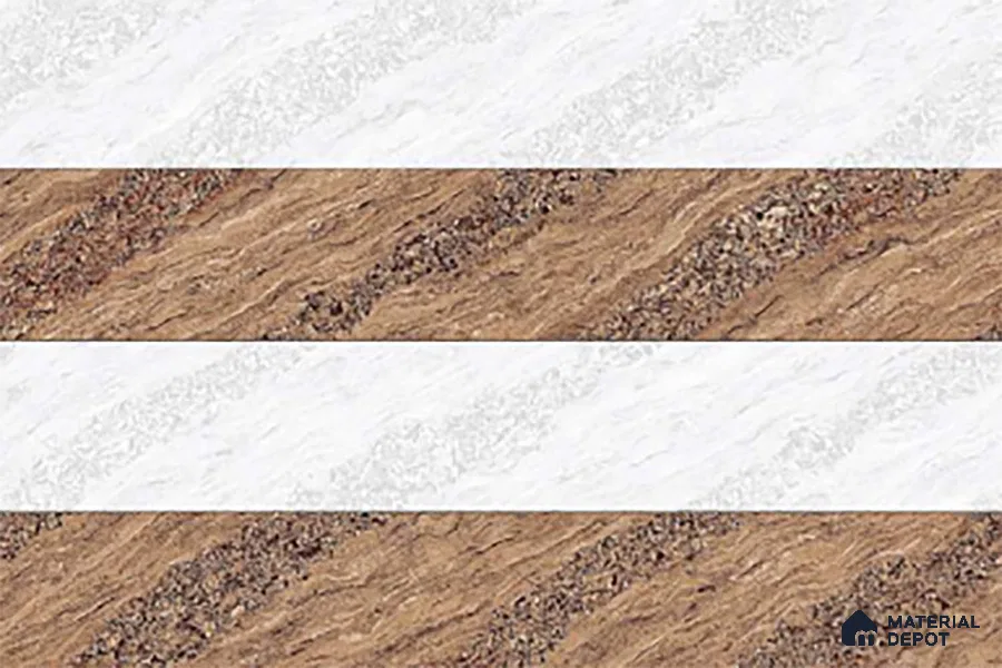 TL 01634 B Highlighter 2 Polar White & Brown 18 x 12 inch Glossy Finish Ceramic Wall Tile - 6 mm