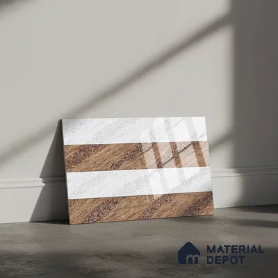 TL 01634 B Highlighter 2 Polar White & Brown 18 x 12 inch Glossy Finish Ceramic Wall Tile - 6 mm