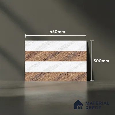 TL 01634 B Highlighter 2 Polar White & Brown 18 x 12 inch Glossy Finish Ceramic Wall Tile - 6 mm