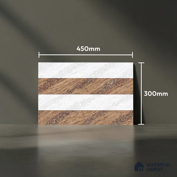 TL 01634 B Highlighter 2 Polar White & Brown 18 x 12 inch Glossy Finish Ceramic Wall Tile - 6 mm