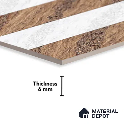 TL 01634 B Highlighter 2 Polar White & Brown 18 x 12 inch Glossy Finish Ceramic Wall Tile - 6 mm