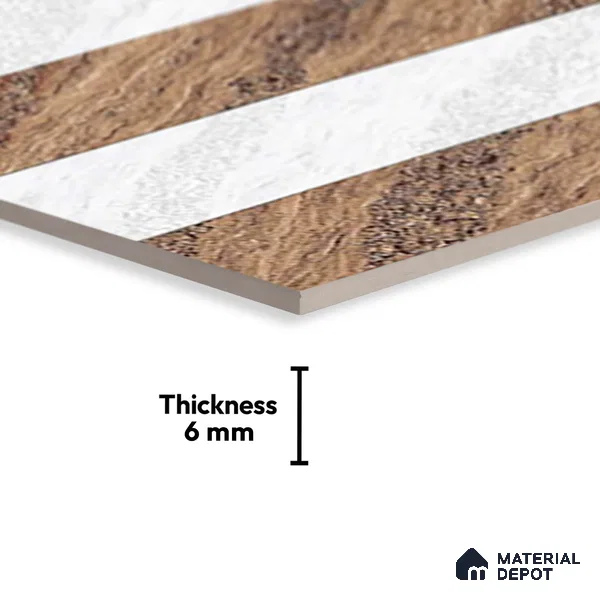TL 01634 B Highlighter 2 Polar White & Brown 18 x 12 inch Glossy Finish Ceramic Wall Tile - 6 mm