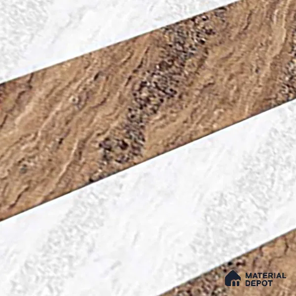 TL 01634 B Highlighter 2 Polar White & Brown 18 x 12 inch Glossy Finish Ceramic Wall Tile - 6 mm