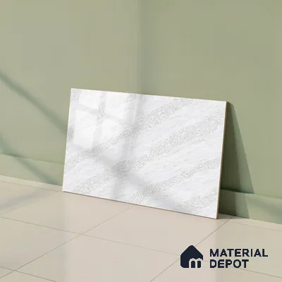 TL 01634 C Light Light Snow White & Grey 18 x 12 inch Glossy Finish Ceramic Wall Tile - 6 mm